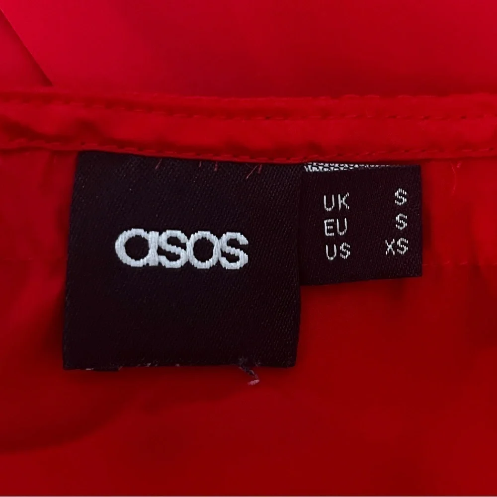 ASOS Red Slip Dress with Elastic Waist and Lace Details EUC Size XS​​​​​​ - Picture 4 of 8